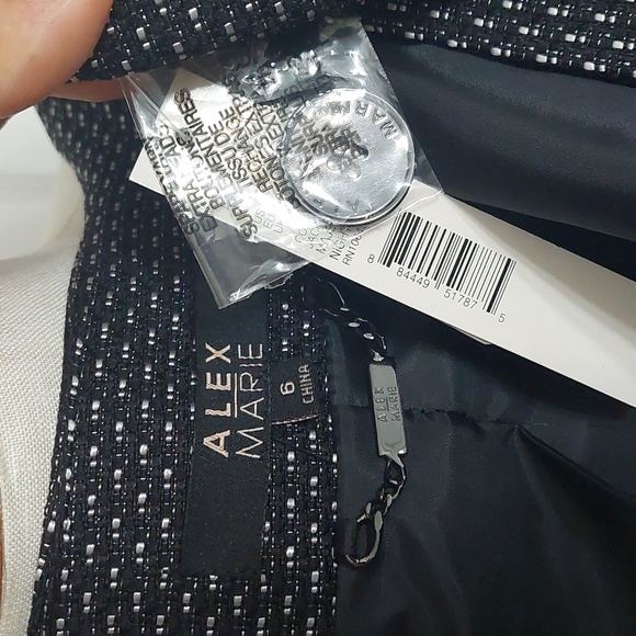 Alex Marie Tweed Black Blazer Sz 6 - Picture 5 of 5